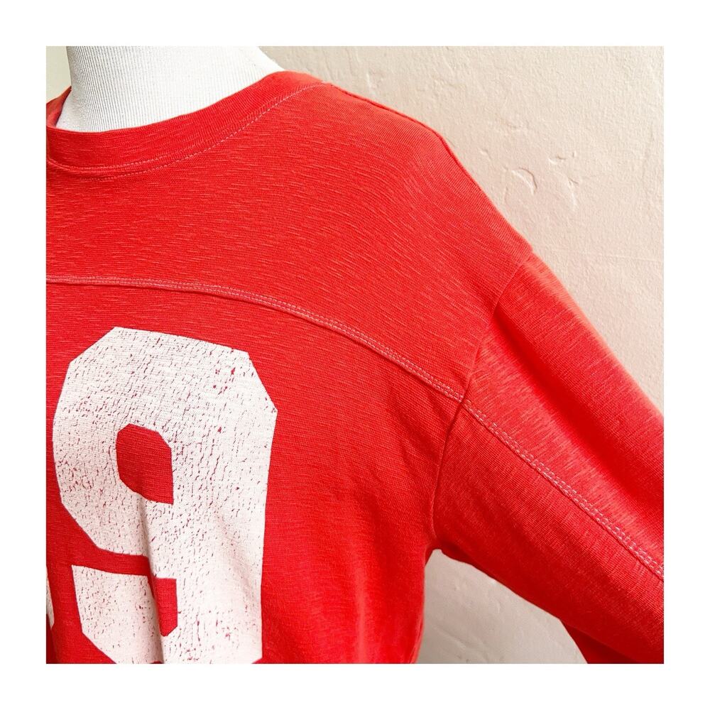 Anthropologie Pilcro 3/4 Varsity Tee Pullover Red Size Medium Rugby Sporty - Picture 8 of 12